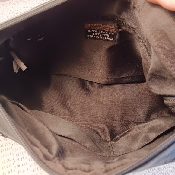 GAL vintage black leather multi pocket single strap shoulder bag purse - Picture 6 of 15